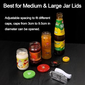 Adjustable Stainless Steel Jar Opener for Seniors, Heavy Duty Jar Lid Opener, Manual Gripper for Weak Hands, Multi-Size Lid & Bottle Opener