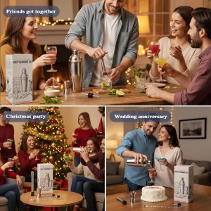 13-Piece Bartender Kit Bar Tool Set – Boston Cocktail Shaker Set with Muddler,Strainer,Jigger,Spoon–Home Bar Accessories and Drink Mixer Gift for Bartesian,Housewarming, Bar Cart Decor