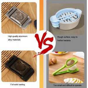 Egg Slicer For Hard Boiled Eggs, Heavy Duty Aluminium Egg Cutter with Stainless Steel Wires, for Strawberry Banana Soft Fruit Kitchen Gadget (Silver)