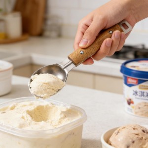 Ice Cream Scoop Stainless Steel, Heavy Duty Ice Cream Scooper with Ergonomic Handle, Professional Ice Cream Spoon for Home and Commercial Use