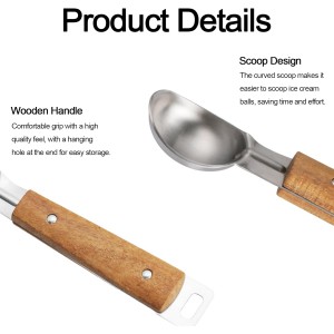 Ice Cream Scoop Stainless Steel, Heavy Duty Ice Cream Scooper with Ergonomic Handle, Professional Ice Cream Spoon for Home and Commercial Use