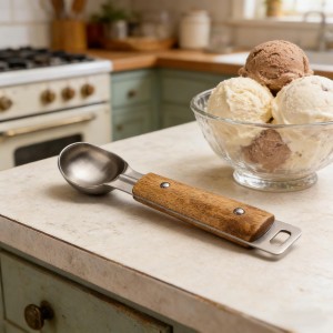 Ice Cream Scoop Stainless Steel, Heavy Duty Ice Cream Scooper with Ergonomic Handle, Professional Ice Cream Spoon for Home and Commercial Use