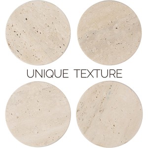 Koville Travertine Coasters, Marble Coaster Set of 4 for Drinks, 4