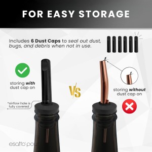 Stainless Steel Liquor Bar Bottle Pourers - Drip-Free Nozzle - Pour Spouts for Alcohol & Bartending - Universal Fit Speed Spout - Rust-Free & Easy Clean (Copper)