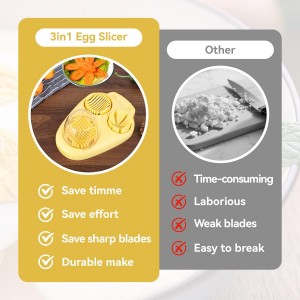 3 in 1 Egg Slicer for Hard Boiled Eggs, Egg Cutter with 3 Slicing Modes, Stainless Steel Dicer Kitchen Dicer Tool for Butter Mushroom Strawberry Cherry Tomato