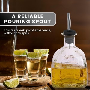 6-Pack Stainless Steel Liquor Pour Spouts for Bottles - Built-in Hinged Lids with 3 Bottle Adapters - Drip-Free Spout for Olive Oil, Wine - Ideal for Cocktails, Bar Use, Kitchen Pourers - Rust-Free