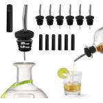 6-Pack Stainless Steel Liquor Pour Spouts for Bottles - Built-in Hinged Lids with 3 Bottle Adapters - Drip-Free Spout for Olive Oil, Wine - Ideal for Cocktails, Bar Use, Kitchen Pourers - Rust-Free