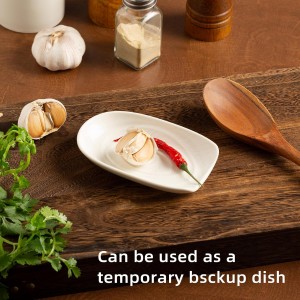 Ceramic Spoon Rest for Kitchen Counter 5.1 Inch Porcelain Utensil Rest Farmhouse Cooking and Coffee Spoon Rest for Stove Top (white)