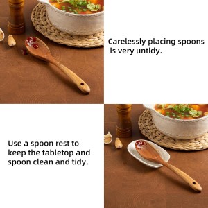 Ceramic Spoon Rest for Kitchen Counter 5.1 Inch Porcelain Utensil Rest Farmhouse Cooking and Coffee Spoon Rest for Stove Top (white)