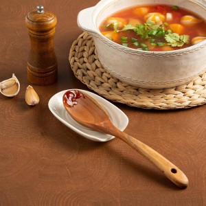 Ceramic Spoon Rest for Kitchen Counter 5.1 Inch Porcelain Utensil Rest Farmhouse Cooking and Coffee Spoon Rest for Stove Top (white)