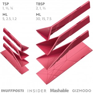 POLYGONS - Original Flat 3-in-1 Folding Measuring Spoons | 2 Spoons fold into 6 Sizes | Magnetic | DuraBend Tech lasts 100k+ folds | LeakProof for Wet & Dry | Gift Packaging | Baking/Cooking (White)