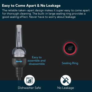 KITCHENDAO Detachable Wine Aerator Pourer - BPA Free Tritan Premium Wine Air Aerator Decanter Spout Dispenser - No Drip or Spill - Improve Taste and Bouquet Instantly - Dishwasher Safe