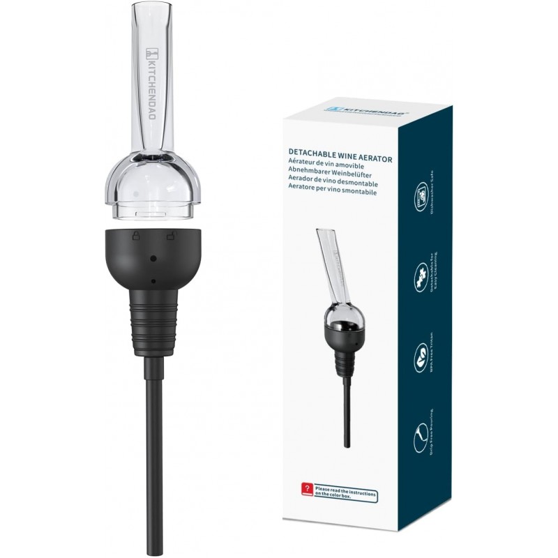 KITCHENDAO Detachable Wine Aerator Pourer - BPA Free Tritan Premium Wine Air Aerator Decanter Spout Dispenser - No Drip or Spill - Improve Taste and Bouquet Instantly - Dishwasher Safe