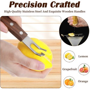 Channel Knife, Citrus Zester and Orange Peeler Tool, Walnut Wood and Stainless Steel Bar Tool for Decorating Cocktails, Desserts, Perfect for Home Bars, Craft Cocktails, Bartender Gifts