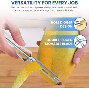 Stainless Steel Peelers,Multi-function Vegetable Peelers for Veggie, Potato, Carrot, Fruit, Apple