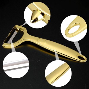 Gold Potato Peeler - Ultra Sharp Vegetable Peelers For Kitchen, No Rust Stainless Steel Serrated Y Peeler, Easy To Use With Durable Non Slip Ergonomic Grip For Carrot Fruits Veggie Kiwi, High Tensil