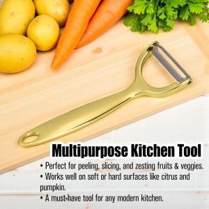 Gold Potato Peeler - Ultra Sharp Vegetable Peelers For Kitchen, No Rust Stainless Steel Serrated Y Peeler, Easy To Use With Durable Non Slip Ergonomic Grip For Carrot Fruits Veggie Kiwi, High Tensil