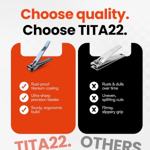 TITA22™ Nail Clipper with Titanium Coating, Ultra Sharp, Sturdy, Rust-Proof, Long-Lasting, Fingernails & Toenails Clipper Cutter with Nail File, Suitable for Men & Women, (1 Piece)