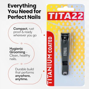 TITA22™ Nail Clipper with Titanium Coating, Ultra Sharp, Sturdy, Rust-Proof, Long-Lasting, Fingernails & Toenails Clipper Cutter with Nail File, Suitable for Men & Women, (1 Piece)
