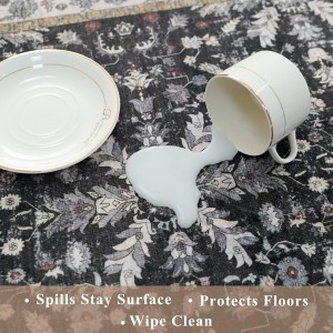 3-Piece Washable Kitchen Rug Set of 3 with Runner – Non-Slip Boho Kitchen Mats for Hardwood Floor, Sink & Entryway & Bathroom, Home Decor (Black,2x3+2x4+2x5)