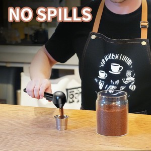 Coffee Scoop with Funnel for Ground Coffee, Protein Powder & Tea, for Reusable K Cup Refiller, 2TBSP Mess-Free, Funnel Design Prevents Spills (Black, 2-Pack)