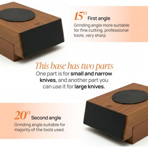 High‑Quality Wooden Manual Rolling Diamond Knife Sharpener – Beech Wood, Magnetic Angles 15°/20°, 2‑Grit Diamond Roller, Eco‑Friendly, Professional Kitchen Tool