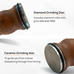 High‑Quality Wooden Manual Rolling Diamond Knife Sharpener – Beech Wood, Magnetic Angles 15°/20°, 2‑Grit Diamond Roller, Eco‑Friendly, Professional Kitchen Tool