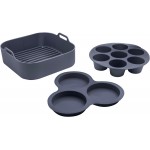 Gourmia Air Fryer Accessories Set - 3 Piece Silicone, Liner, Egg Bite Cooker, 7-Hole Cupcake Mold, BPA-Free, Nonstick, Heat Resistant 445°F, Dishwasher Safe, Food Grade