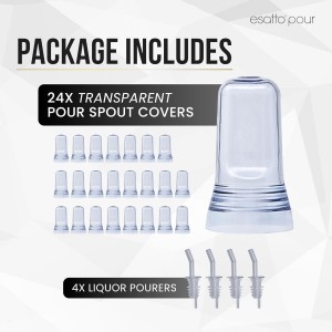 Pour Spout Covers Translucent Liquor Pourer Covers Universal Bottle Pour Dispenser Liquor Bottle Covers Liquor Bottle Covers Bottle Cover Dust for Home Kitchen Tools Supplies (24 Pack)