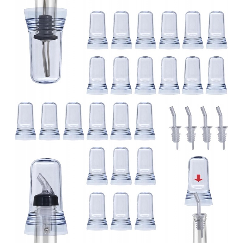 Pour Spout Covers Translucent Liquor Pourer Covers Universal Bottle Pour Dispenser Liquor Bottle Covers Liquor Bottle Covers Bottle Cover Dust for Home Kitchen Tools Supplies (24 Pack)