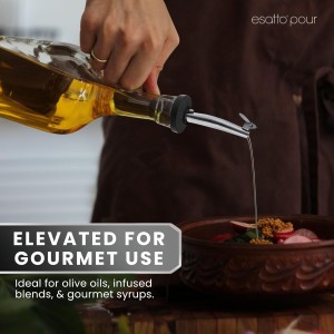 Esatto Stainless Steel Liquor Bottle Pour Spouts with Flip Lids - Universal Fit Alcohol Bottle Pourers - Anti-Drip Design, Speed Pour for Bartending, Whiskey, Oils - Rust-Free, Easy Clean (6 Pack)