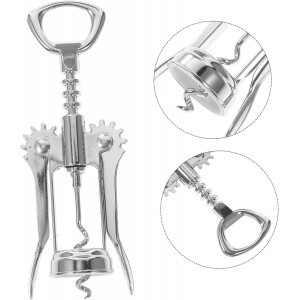 Manual Wing Wine Corkscrew with Wide Handle Quick Spiral Opener for Opening Silver Multifunctional Corkscrew for Home and Party Use Wine Lovers