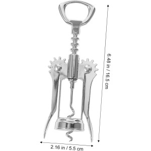 Manual Wing Wine Corkscrew with Wide Handle Quick Spiral Opener for Opening Silver Multifunctional Corkscrew for Home and Party Use Wine Lovers