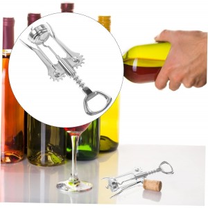 Manual Wing Wine Corkscrew with Wide Handle Quick Spiral Opener for Opening Silver Multifunctional Corkscrew for Home and Party Use Wine Lovers