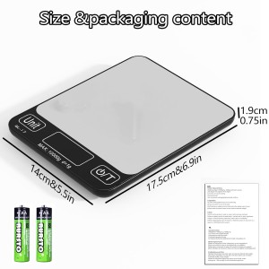 Food Scale Digital, 10kg/22lb Kitchen Scales Weight for Baking, Cooking, Keto and Meal Prep with 7 Units, Balance Alimentaire 1g Accuracy LCD Display, Grams Oz, Silver (Battery Included)