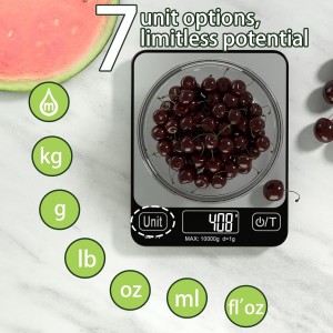 Food Scale Digital, 10kg/22lb Kitchen Scales Weight for Baking, Cooking, Keto and Meal Prep with 7 Units, Balance Alimentaire 1g Accuracy LCD Display, Grams Oz, Silver (Battery Included)