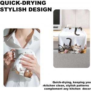 3 Pcs Cute Cat Kitchen Towels, Cats Soft Absorbent Hand Tea Towel, Microfiber Dish Cloths for Drying Dishes, Waffle Dish Towels for Kitchen Home Bathroom Decor, Cat Lover Gifts for Women Mom