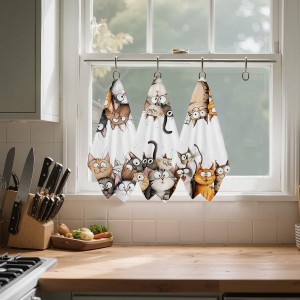 3 Pcs Cute Cat Kitchen Towels, Cats Soft Absorbent Hand Tea Towel, Microfiber Dish Cloths for Drying Dishes, Waffle Dish Towels for Kitchen Home Bathroom Decor, Cat Lover Gifts for Women Mom