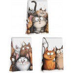 3 Pcs Cute Cat Kitchen Towels, Cats Soft Absorbent Hand Tea Towel, Microfiber Dish Cloths for Drying Dishes, Waffle Dish Towels for Kitchen Home Bathroom Decor, Cat Lover Gifts for Women Mom
