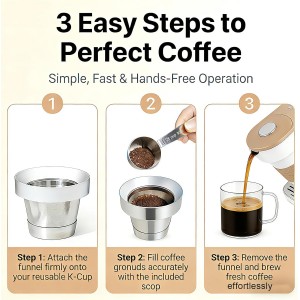 Reusable K Cup Refill Kit: Metal Coffee Scoop & Aluminum Coffee Filler, Designed for Filling Coffee into K 1.0/2.0 Metal and Plastic Reusable K-Cups Capsules (Silver Black) (Silver)