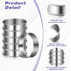 SHENLIU 24 Pieces Stainless Steel English Muffin Rings, 3 Inch Double Rolled Tart Ring Metal Round Nonstick Crumpet Rings Muffin Tart Molds for Food Making Home Baking