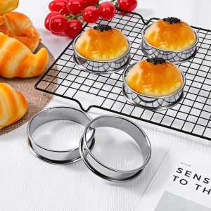 SHENLIU 24 Pieces Stainless Steel English Muffin Rings, 3 Inch Double Rolled Tart Ring Metal Round Nonstick Crumpet Rings Muffin Tart Molds for Food Making Home Baking