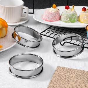 SHENLIU 24 Pieces Stainless Steel English Muffin Rings, 3 Inch Double Rolled Tart Ring Metal Round Nonstick Crumpet Rings Muffin Tart Molds for Food Making Home Baking