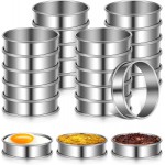 SHENLIU 24 Pieces Stainless Steel English Muffin Rings, 3 Inch Double Rolled Tart Ring Metal Round Nonstick Crumpet Rings Muffin Tart Molds for Food Making Home Baking