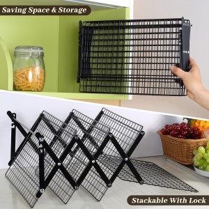 Pleafind 4 Tier Collapsible Cooling Rack - 3 Setting Design, Adjustable ＆ Stackable Baking Rack, 5 Modes Cooling Racks for Cooking and Baking, Roasting ＆ Grilling Gifts for Picnic Party