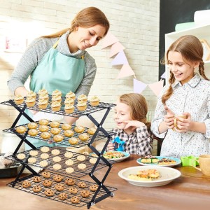 Pleafind 4 Tier Collapsible Cooling Rack - 3 Setting Design, Adjustable ＆ Stackable Baking Rack, 5 Modes Cooling Racks for Cooking and Baking, Roasting ＆ Grilling Gifts for Picnic Party