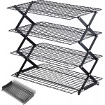 Pleafind 4 Tier Collapsible Cooling Rack - 3 Setting Design, Adjustable ＆ Stackable Baking Rack, 5 Modes Cooling Racks for Cooking and Baking, Roasting ＆ Grilling Gifts for Picnic Party