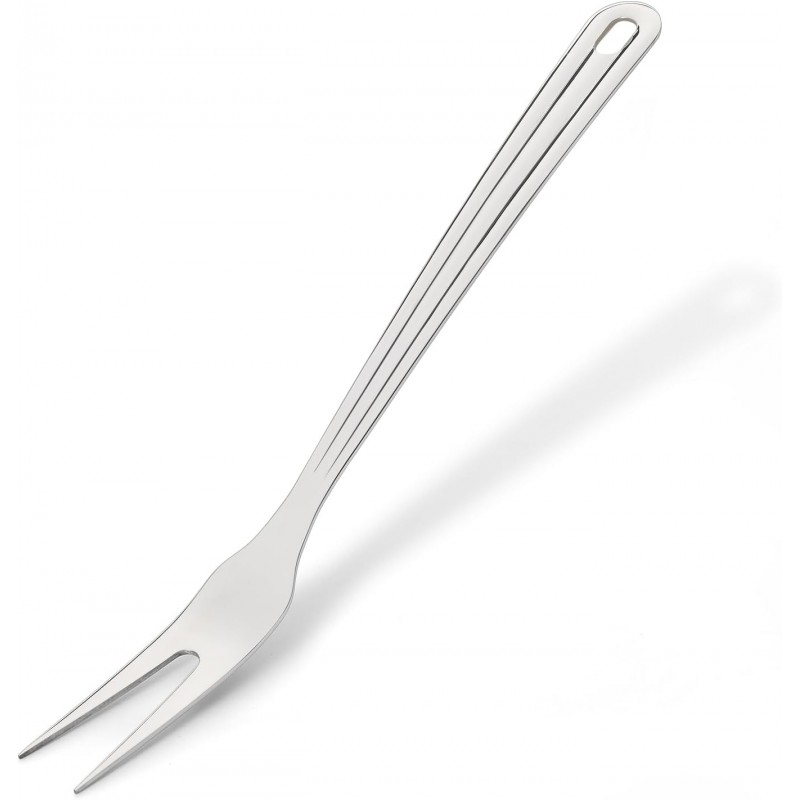 Meat Fork, Two Prong Large Fork with Long Heat-Resistant Handle, 430 Stainless Steel Large Fork, Ideal for Kitchen, Carving, Serving, BBQ, and Grilling 1Pc