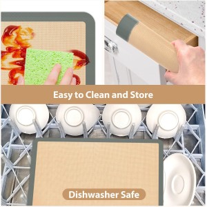 Silicone Baking Mat Set of 4, Nonstick Reusable Macaron Silicone Baking Mat & Round Pizza Mat, Cookie Baking Supplies for Macaroons, Pastry, Pizza, Gray