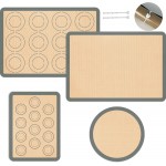 Silicone Baking Mat Set of 4, Nonstick Reusable Macaron Silicone Baking Mat & Round Pizza Mat, Cookie Baking Supplies for Macaroons, Pastry, Pizza, Gray